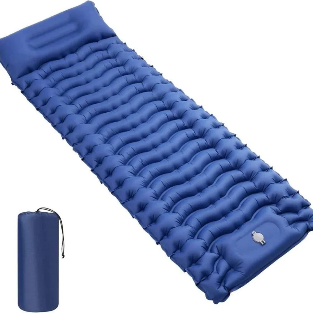 Built-in Camping Sleeping Pad Inflatable Sleeping Mat with Pillow Foot Pump Camp